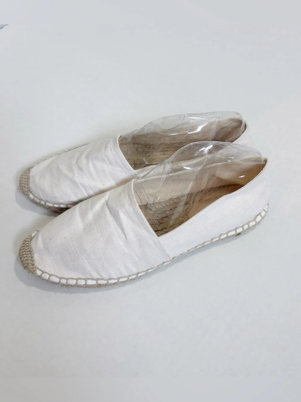 J. Crew Made-in-Spain Espadrille Flats in Linen Size 7 White Rope Sole Artisanal